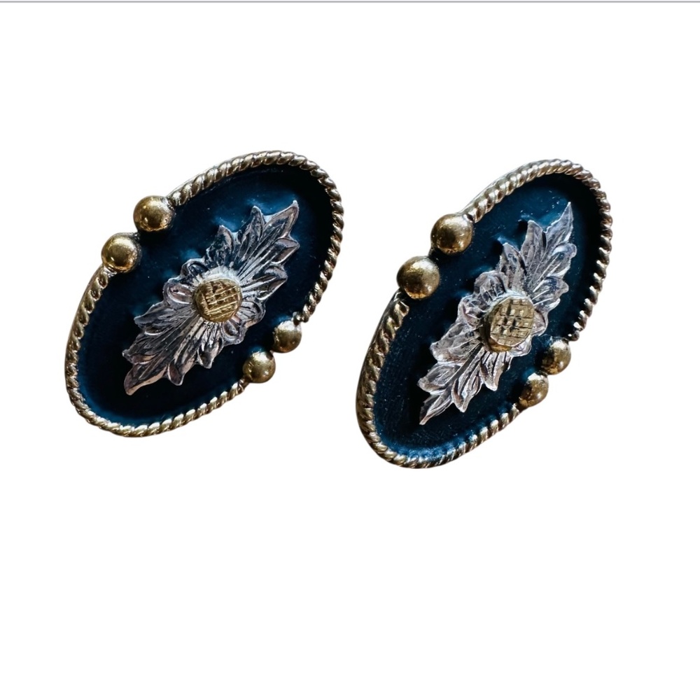 Flower Earrings Sterling Silver 925 Women's Jewelry Golden Black Silver